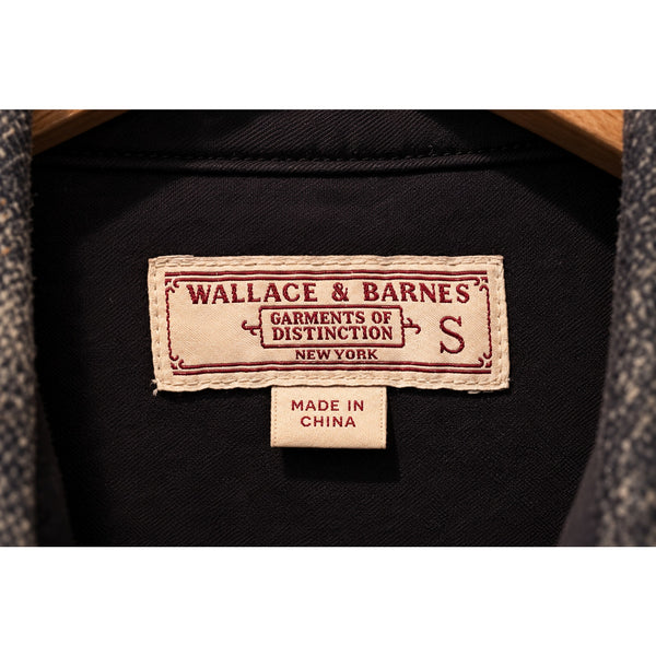 Wallace & Barnes Wool Blend Plaid CPO Shacket Shirt Jacket Mens Small Navy Gray