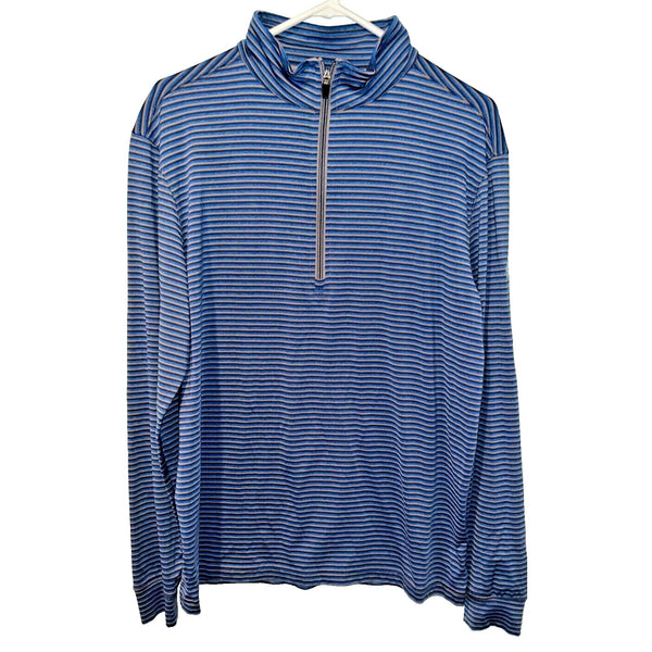 Straight Down Performance Golf Striped 1/4 Zip Sz M Stretch Pullover Sleeve Logo