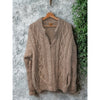 Anncraft Donegal Irish Wool Fisherman Sweater L Full Zip Cable Knit Vintage