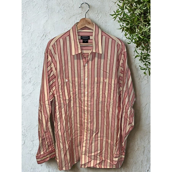 J. Peterman Shirt Men XL Striped Double Pocket Button Up Long Sleeve Portugal