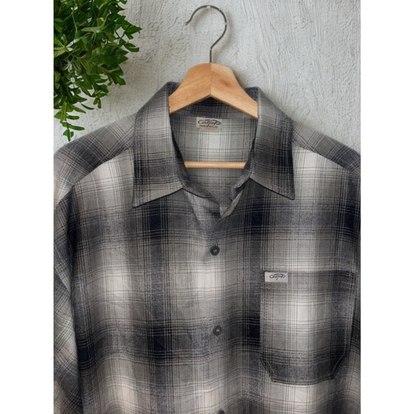 CALTOP Pewter Gray Ombre Old School Lowrider Chicano Biker Flannel Shirt XL NWOT