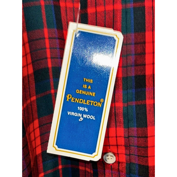 Pendleton Virgin Wool Shirt Red Black Tartan Plaid Made USA M NWT Deadstock VNTG