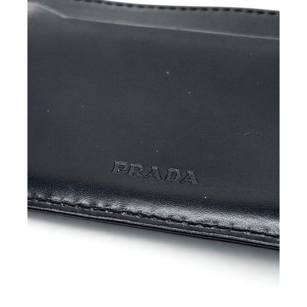 Prada Milano Vintage Black Leather Card Holder Wallet Italy Unisex 3.75" EUC