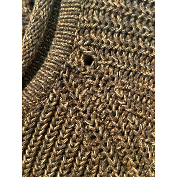 L.L. Bean Organic Cotton Fisherman Sweater XL Roll Neck Waffle Knit Brown