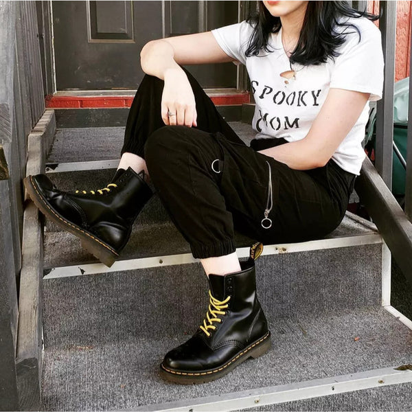 Dr. Martens 1460W Womens 7 Black Smooth Leather 8 Eye Boots Grunge Y2K NWOB