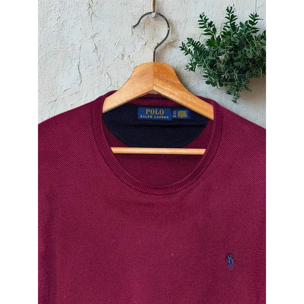 Polo Ralph Lauren Sweater 2XL Red Wine Pima Cotton Knit Crewneck Long Sleeve