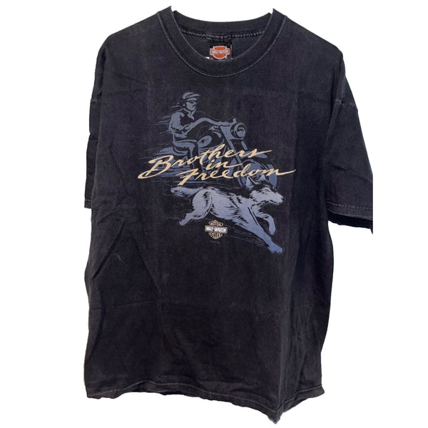 Harley Davidson Brothers In Freedom Illinois XL Biker Hanes Beefy-T T Shirt