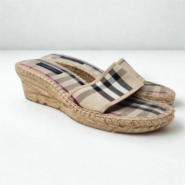 Burberry Nova Check Espadrille Slides Size EUR 40 US 9.5 Authentic