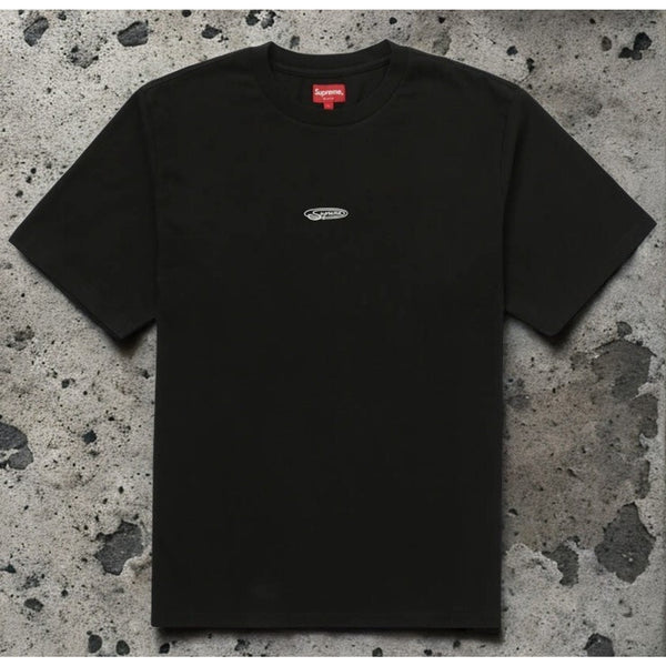 Supreme Oval Top Black T-Shirt Men's XL SS23 Embroidered Logo Made in Portugal