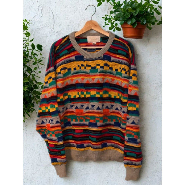 Leoniak Coogi Style 3D Knit Sweater XL Chunky Crew Vintage Biggie Smalls