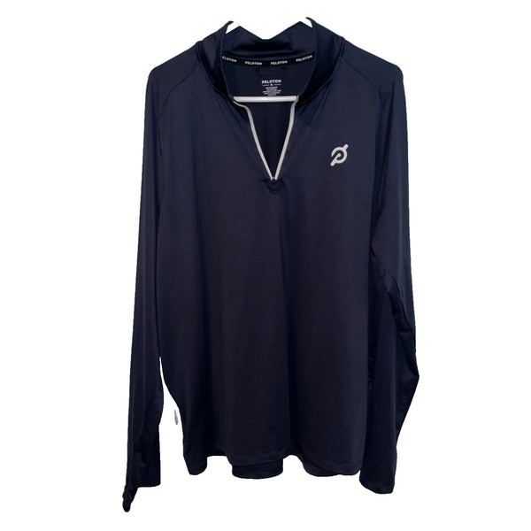 Peloton Top Mens XL Black Performance Quarter Zip Pullover Thumbholes NWOT