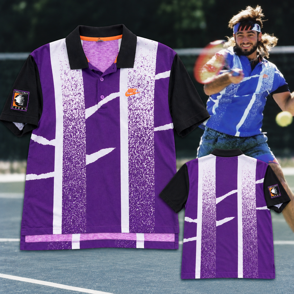 Nike Challenge Court Andre Agassi Purple Voltage Polo Shirt Mens L 1991 Vintage