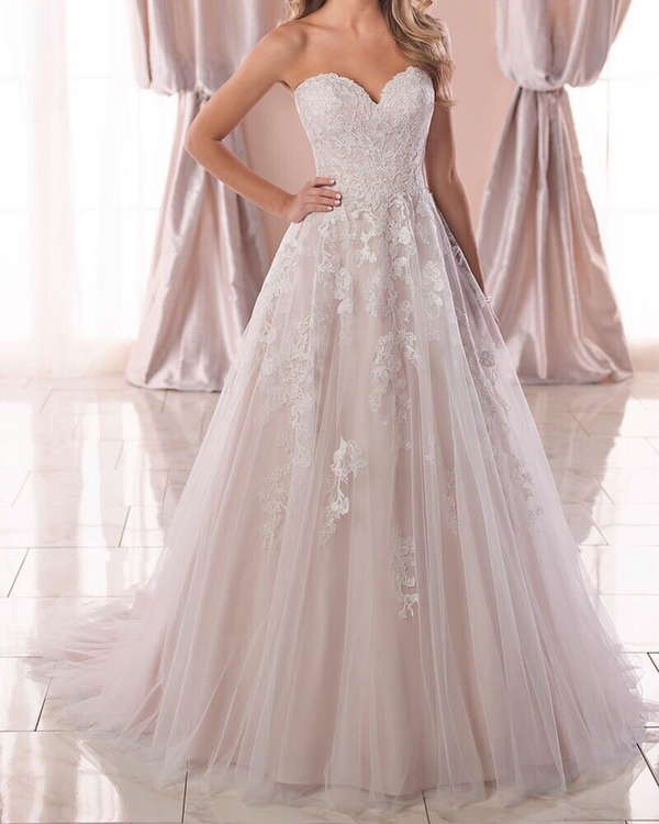 Stella York 6745 Vestido de novia evasé con tul brillante Talla 28 (MUESTRA)