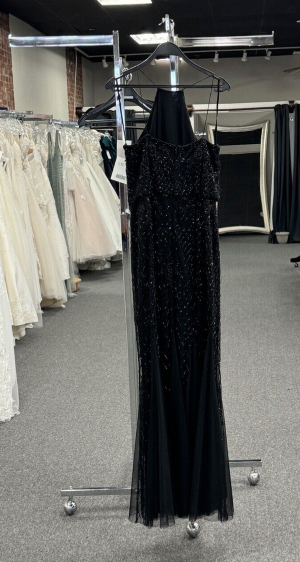 Adrianna Papell 40134 Beaded Blouson Bridesmaid Dress 14 NWT Black $350 (SAMPLE)