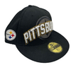 PITTSBURGH STEELERS New Era 59Fifty Gorra/Sombrero Ajustado Talla 7 1/2 Negro