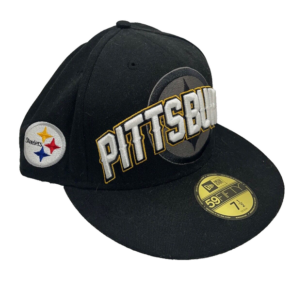 PITTSBURGH STEELERS New Era 59Fifty Gorra/Sombrero Ajustado Talla 7 1/2 Negro