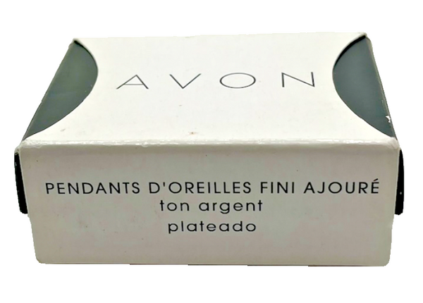 Avon Open Work Teardrop Earrings - Silvertone