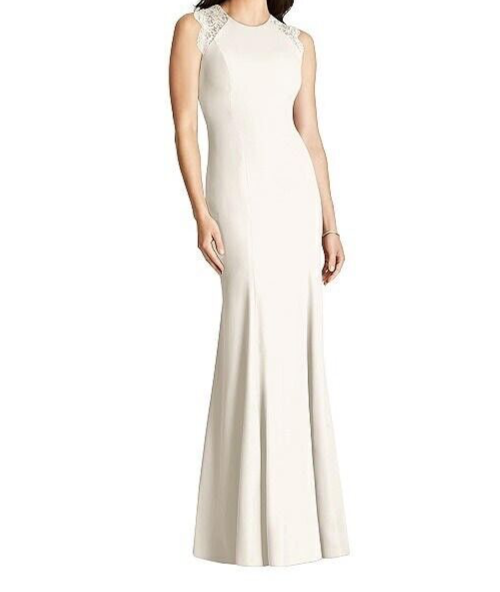 DESSY-Kollektion 3015 Elfenbeinfarbenes Brautjungfernkleid mit Spitzenrücken KLEID 12