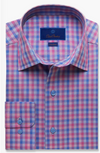 David Donahue Fusion Camisa de vestir de algodón a cuadros con ajuste de ajuste Berry para hombre 17,5 XL