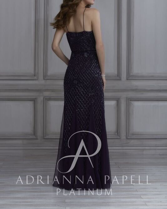 Adrianna Papell 40134 Beaded Blouson Bridesmaid Dress 14 NWT Black $350 (SAMPLE)