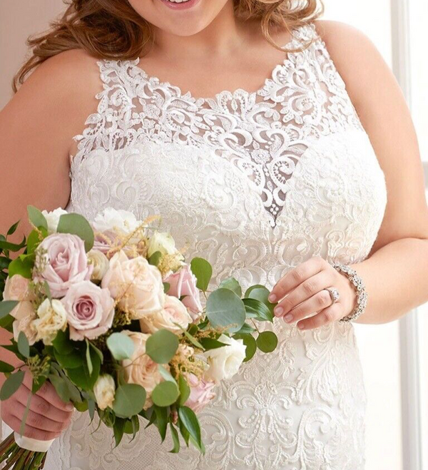 Stella York 6600 Vestido de Novia Sirena con Escote Halter Talla 16 (MUESTRA)