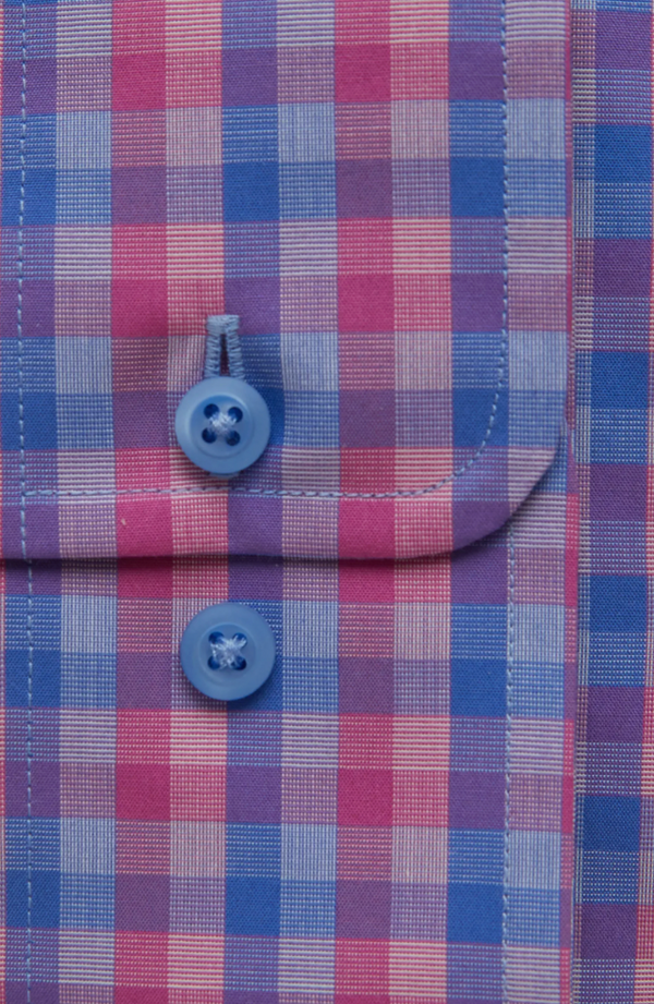 David Donahue Fusion Camisa de vestir de algodón a cuadros con ajuste de ajuste Berry para hombre 17,5 XL