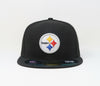 Gorra ajustada del equipo Pittsburgh Steelers en el campo, negra, New Era 59Fifty, gorra para hombre y mujer