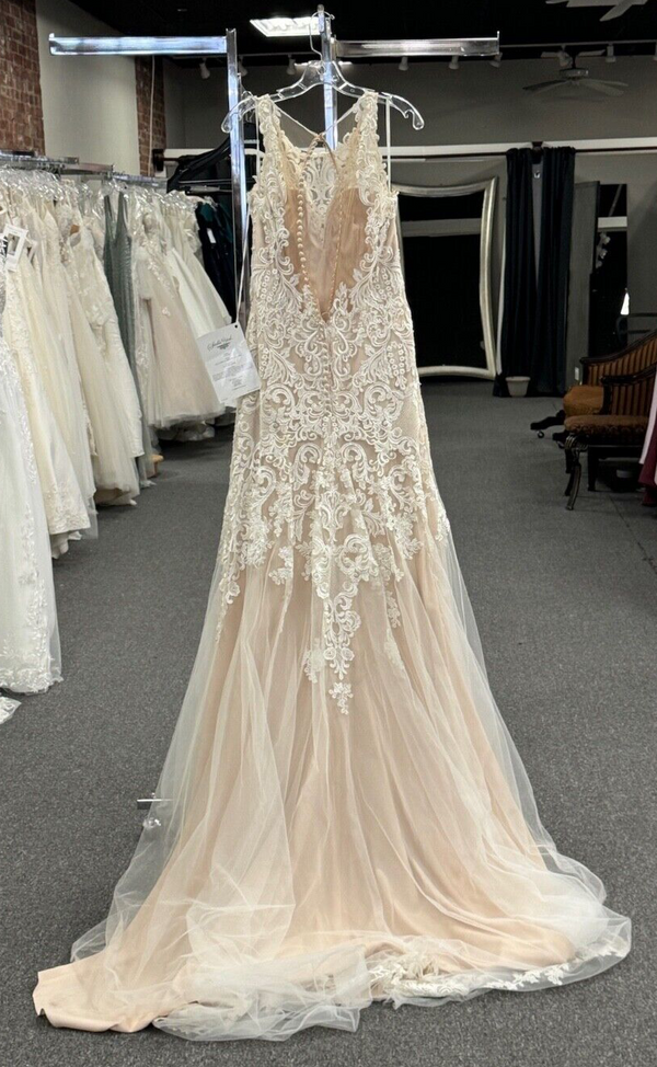 Stella York 6600 Vestido de Novia Sirena con Escote Halter Talla 16 (MUESTRA)