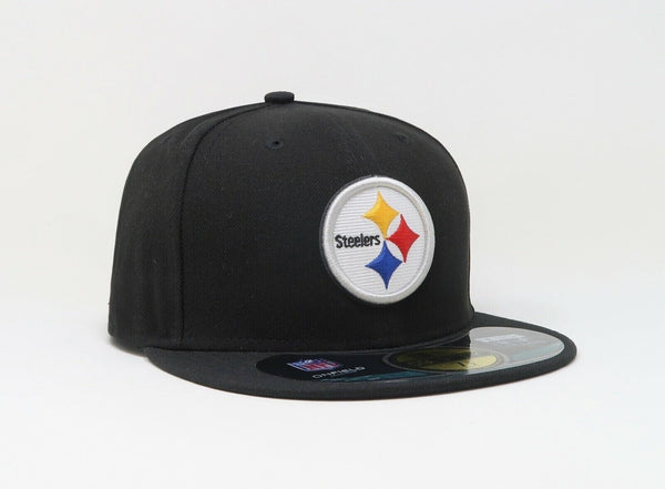 Gorra ajustada del equipo Pittsburgh Steelers en el campo, negra, New Era 59Fifty, gorra para hombre y mujer