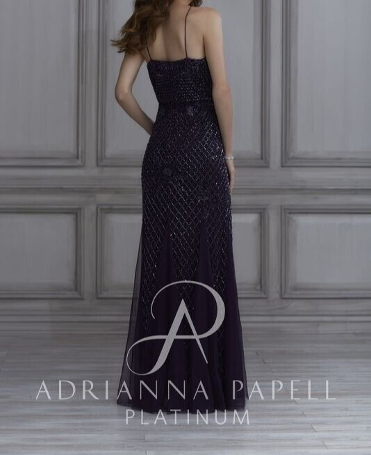 Adrianna Papell 40134 Beaded Blouson Bridesmaid Dress 14 NWT Black $350 (SAMPLE)