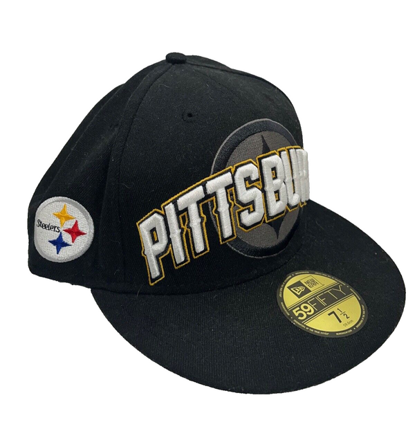 PITTSBURGH STEELERS New Era 59Fifty Gorra/Sombrero Ajustado Talla 7 1/2 Negro