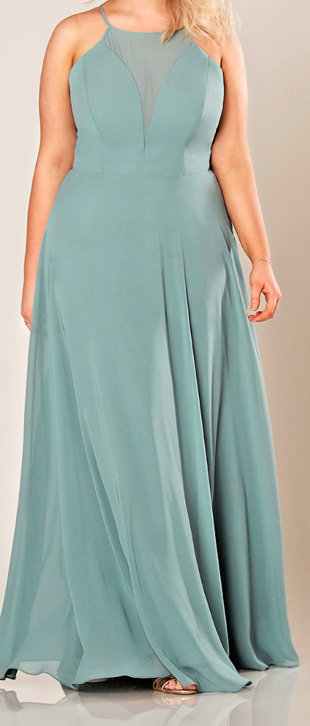 Vestido de dama de honor moderno Sorella Vita 9292 Paneles transparentes Sz. 12 (MUESTRA)