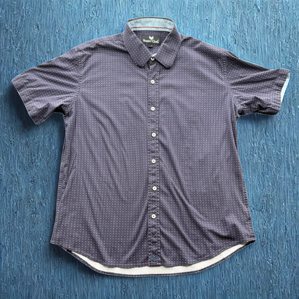 Butter Cloth Shirt Polka Dot Icy Cotton Short Sleeve Men Sz. L Button Up