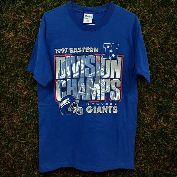 New York Giants NFL 1997 Division Champs T Shirt Sz. XL Blue Pro Player Vintage