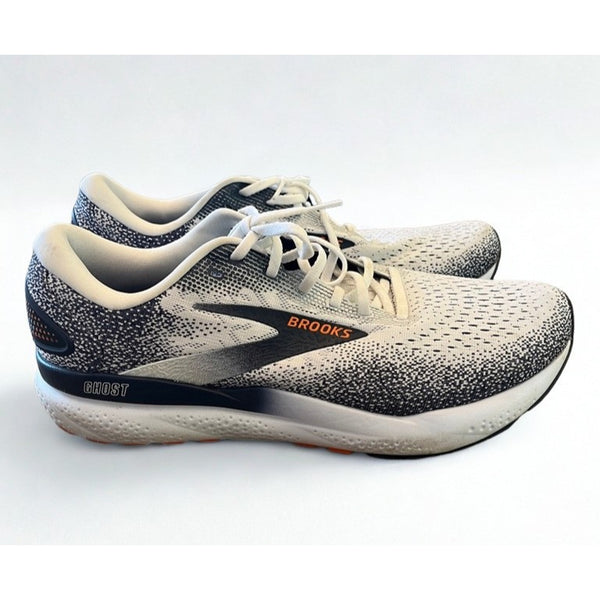 Brooks Ghost 16 Running Shoes Mens 13 White Peacoat Orange Road Runner Sneakers