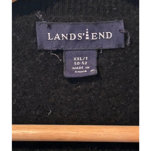 Lands' End Mens 100% Cashmere V-Neck Sweater Black 2XL Tall