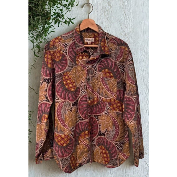 Agnes b Homme Paris Button Down Shirt Size 42 Made in France Paisley Cotton