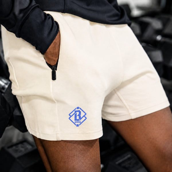 Baseball Lifestyle 101 B101 Diamond Relaxed Fit Sweatshorts Sz M Cream Blue NWOT