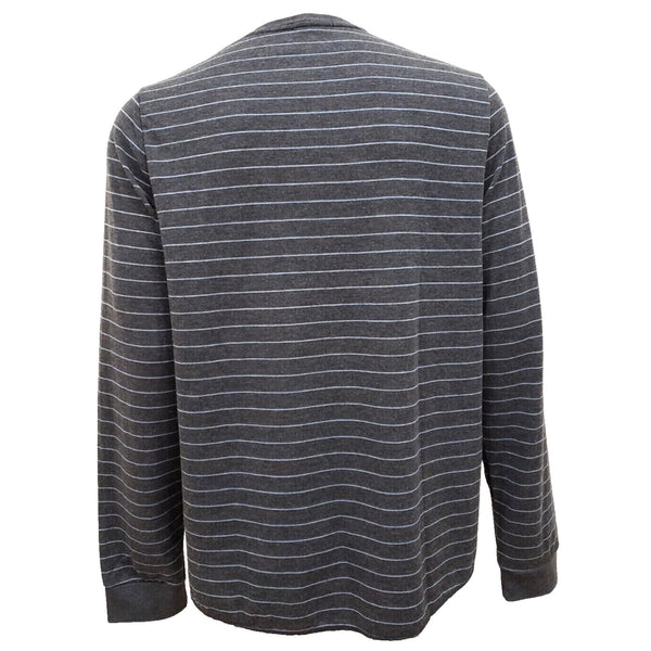 Marine Layer Double Knit Henley Shirt Mens 2XL Gray Blue Striped Long Sleeve NWT