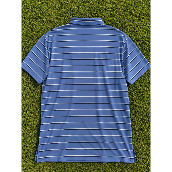 The Ocean Course Kiawah RLX Ralph Lauren Polo Men's L Blue Stripe Stretch Golf
