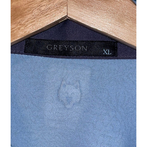 Greyson Erin Hills Den of Thieves Golf Polo Shirt XL Blue Dragon Print Stretch