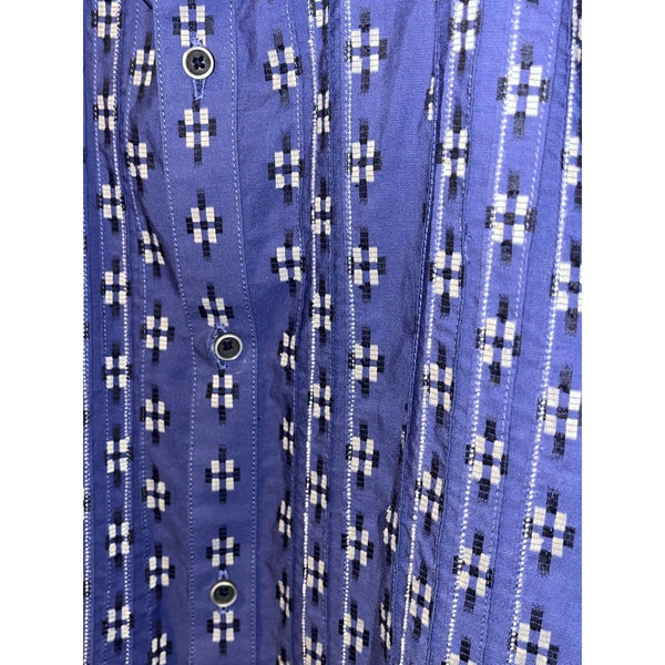 Robert Graham Textured Shirt Sz. 3XL Blue Geometric Flip Cuff Button EUC