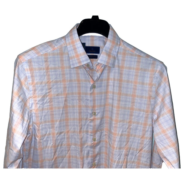 David Donahue Sky Melon Plaid Performance Sport Shirt Men's Medium NWT $165