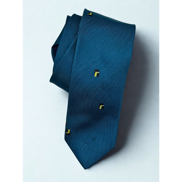 Giorgio Armani 100% Silk Tie Made in Italy Vintage Blue Geometric Pattern