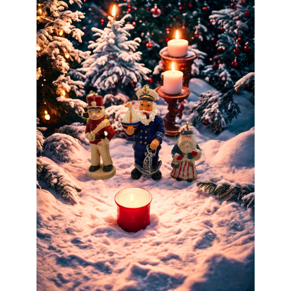 Kurt S Adler Wooden Toy Soldier Santa Captain Christmas Ornaments Lot Of 3