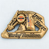 Harley Davidson Iron Horse Brass Belt Buckle Belt 1992 Baron Vintage Leather