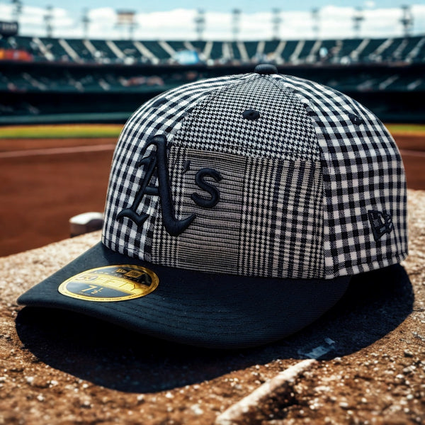 Oakland Athletics Patch Plaid On-Field Low Profile Fitted Hat Sz. 7 3/8 RARE