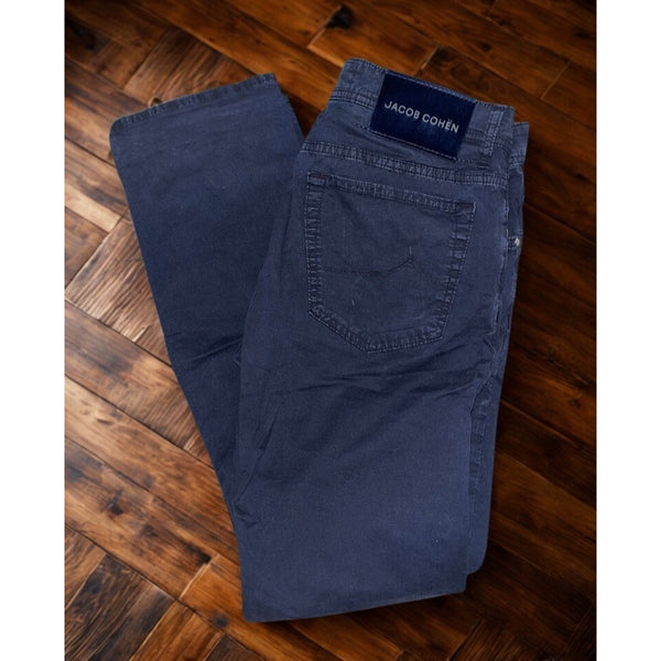 Jacob Cohen Bard Classic Chino Pants Navy Cotton Stretch Slim 34x32 Italy $415