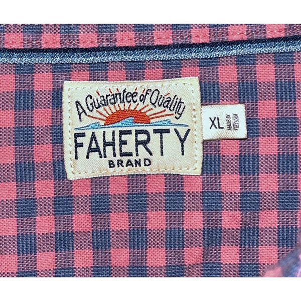 Faherty Brand Blue Rose Gingham Stretch Oxford Shirt 2.0 Mens XL EUC