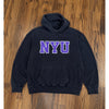 NYU Hoodie MV Sport Pro Weave Sunfaded Black Purple Spellout Size L Y2K